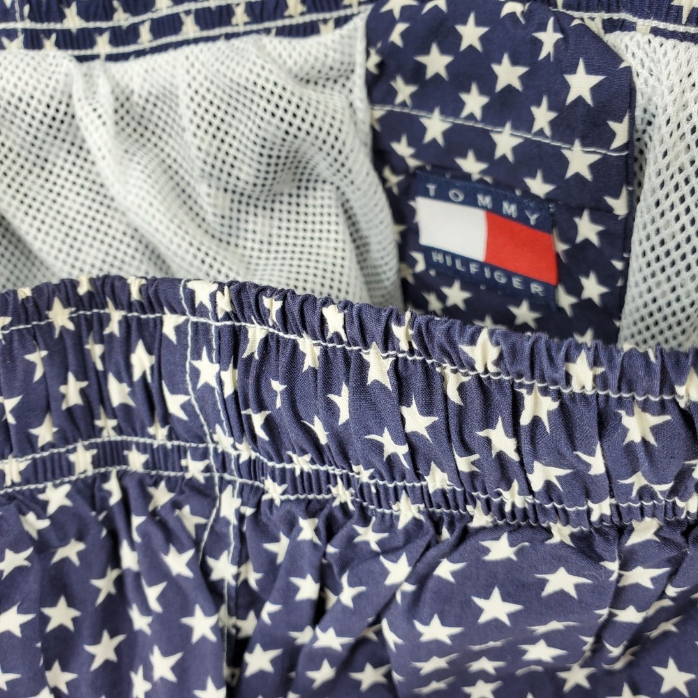 Tommy Hilfiger Swim Trunks Sz L Multi Color Stars Stripes Patriotic Flag Vintage - Picture 3 of 6
